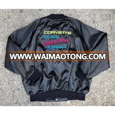 Custom Wholesale Embroidery Satin souvenir Bomber Jacket